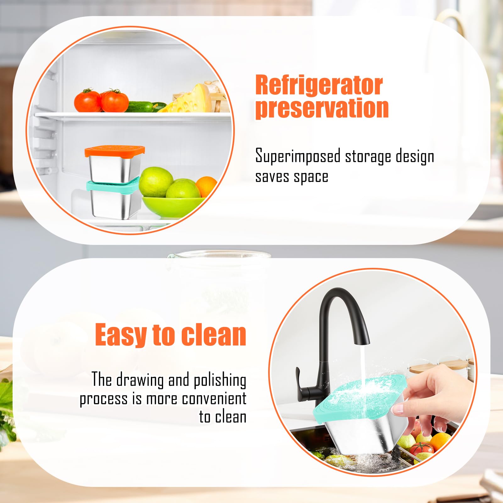 2 Contenitori Piccoli In Acciaio Inox 304 Con Coperchio, 200 Ml, Ermetici Per Salse E Snack - copertina