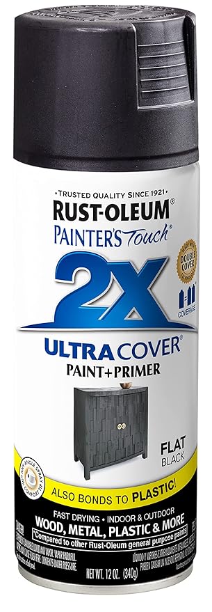 Rust-Oleum 249127 Painter's Touch Acrylic Spray Paint (Matte Flat Black - 340 Grams)