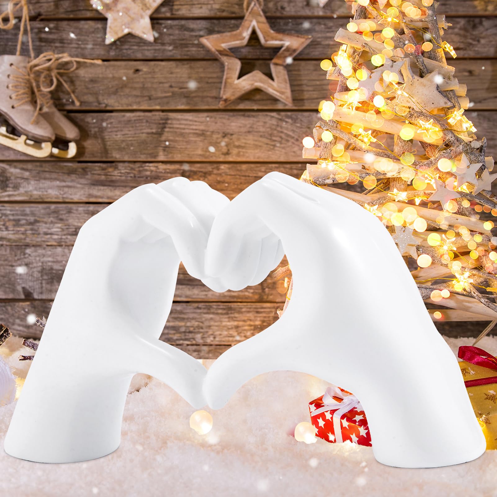 Heart Hands Sculpture, White Boho Aesthetic Gesture Decoration, Modern Style Love Sign Art Figurine Ornaments, Home Decor for Living Room, Bedroom, Wedding, Office, Shelves, Coffee Table