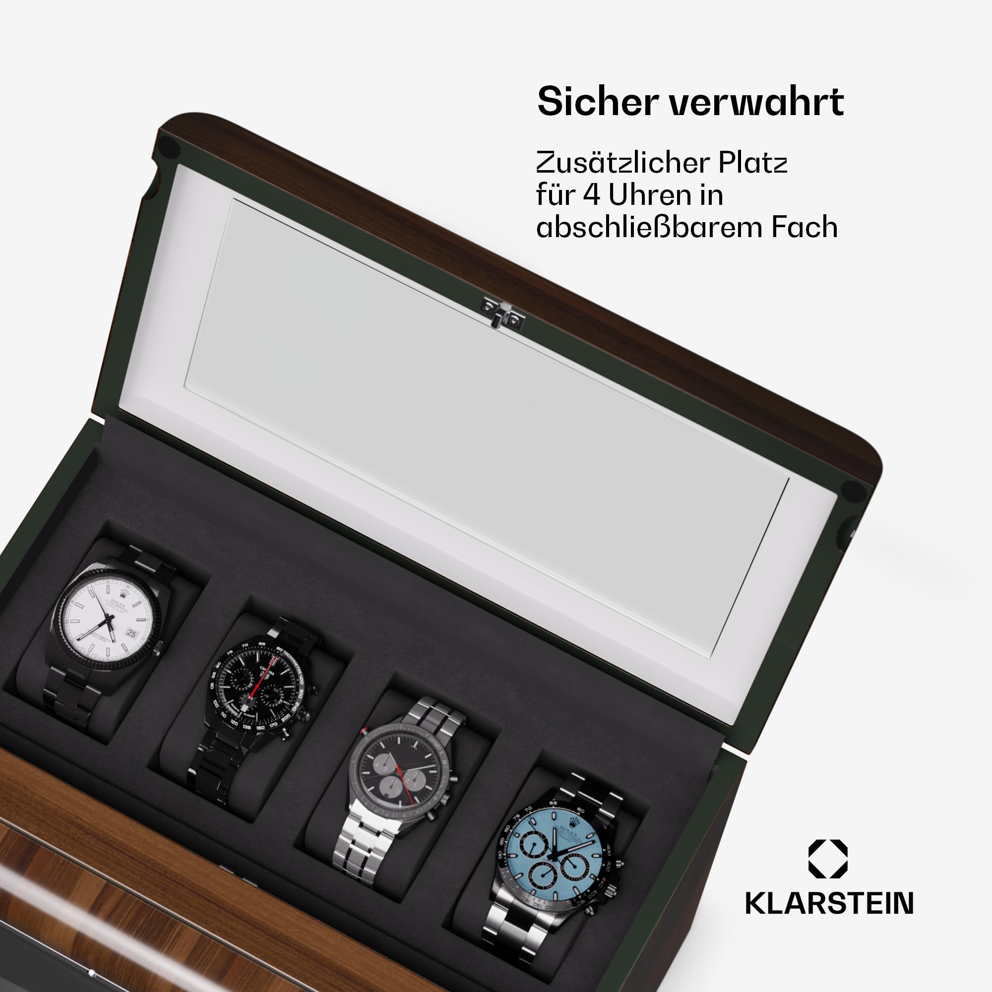 Klarstein Uhrenbeweger für Automatikuhren, Automatik-Uhrenbeweger für 6 Uhren, Automatikuhr Uhrenbeweger mit Acryl-Tür, Automatischer Uhrenbeweger, Blaue LEDs, Watch Winder mit 5 TPD Einstellungen