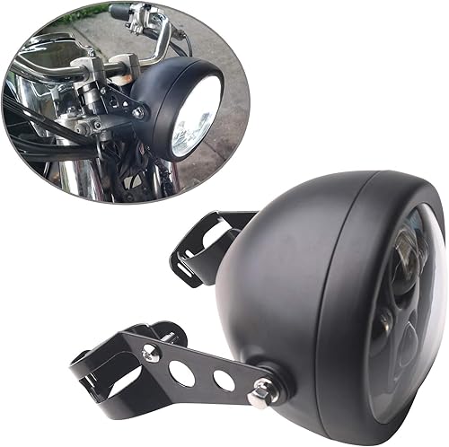 Miniatura 4 de 5.75 5 34 pulgadas negro LED carcasa para faros delanteros de motocicleta compatible con Honda Shadow Yamaha Cafe Racer Bobber Cruiser Suzuki