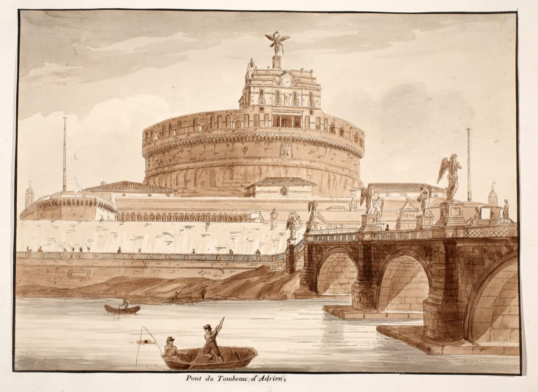 POSTERIIk Famous Animal Posters Vintage Picture the Bridge of Hadrian's Tomb by Agostino Tofanelli Modern Wall Decor for Home Decor 60x90cm