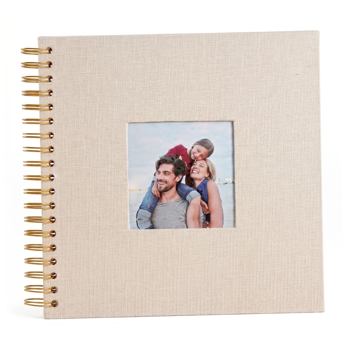 Libro de recuerdos para niños en lino beige con espiral para fotos 8x10