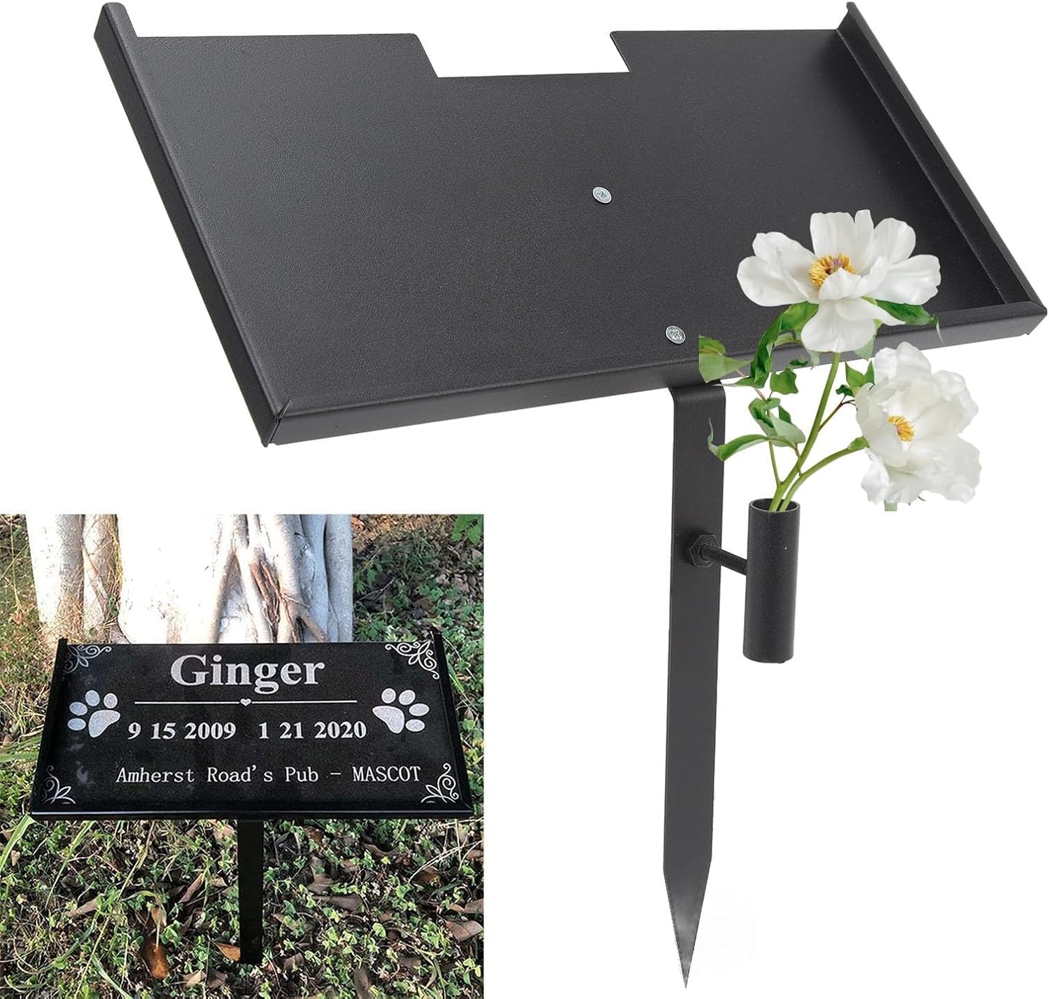 Topyond Grave Marker for Cemetery, 12x6 In Grave Marker for Humans, Pet Headstone for Dogs, Iron Stand Headstone, Anti Fade Easy Assembly, Memorial Plaque for Outdoors