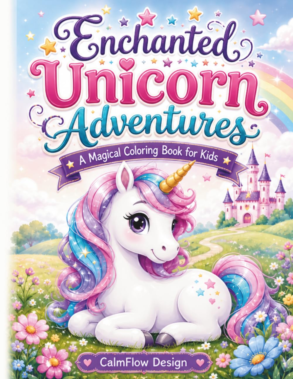 Enchanted Unicorn Adventures: A Magical Coloring Book for Kids: Cute Unicorn Coloring Pages with Rainbows, Flowers, Castles, and Whimsical Scenes for Children Ages 4-8