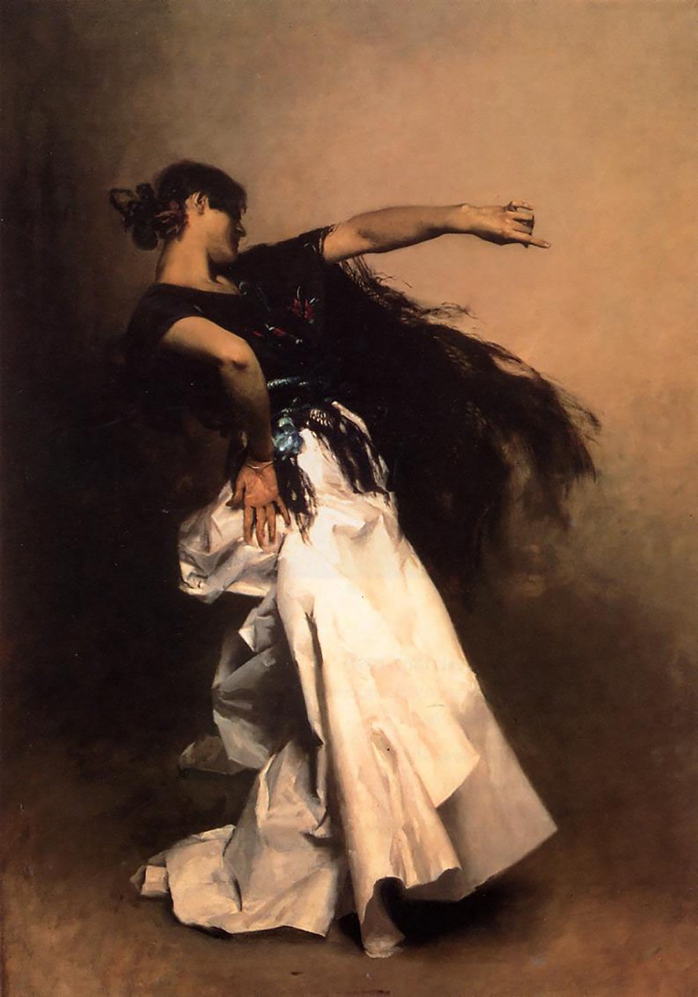 Pintura El Jaleo de John Singer Sargent, cuadro decorativo mate con marco marrón