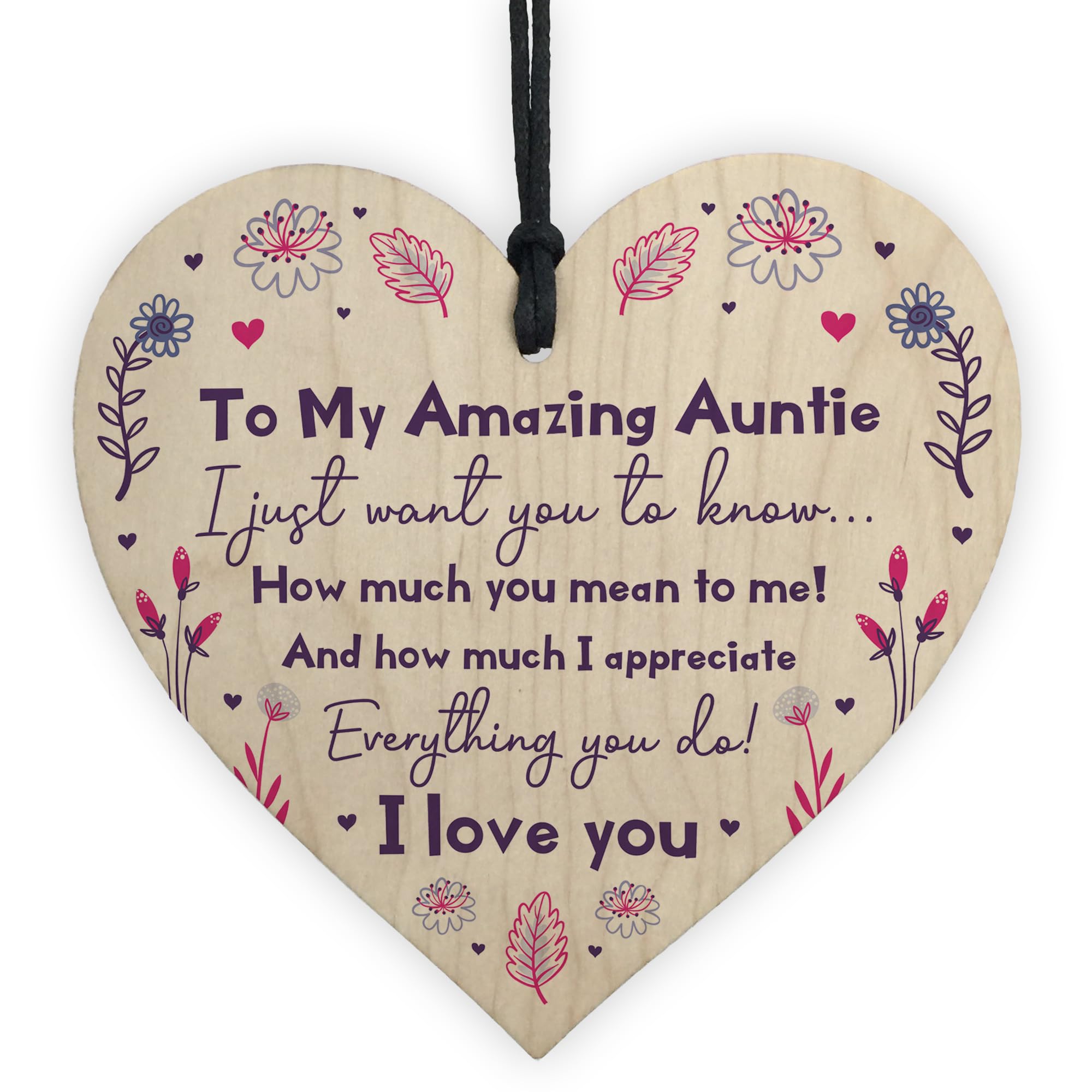 Amazing Auntie Gift For Birthday Mothers Day Wood Heart Thank You Gift From Niece Nephew