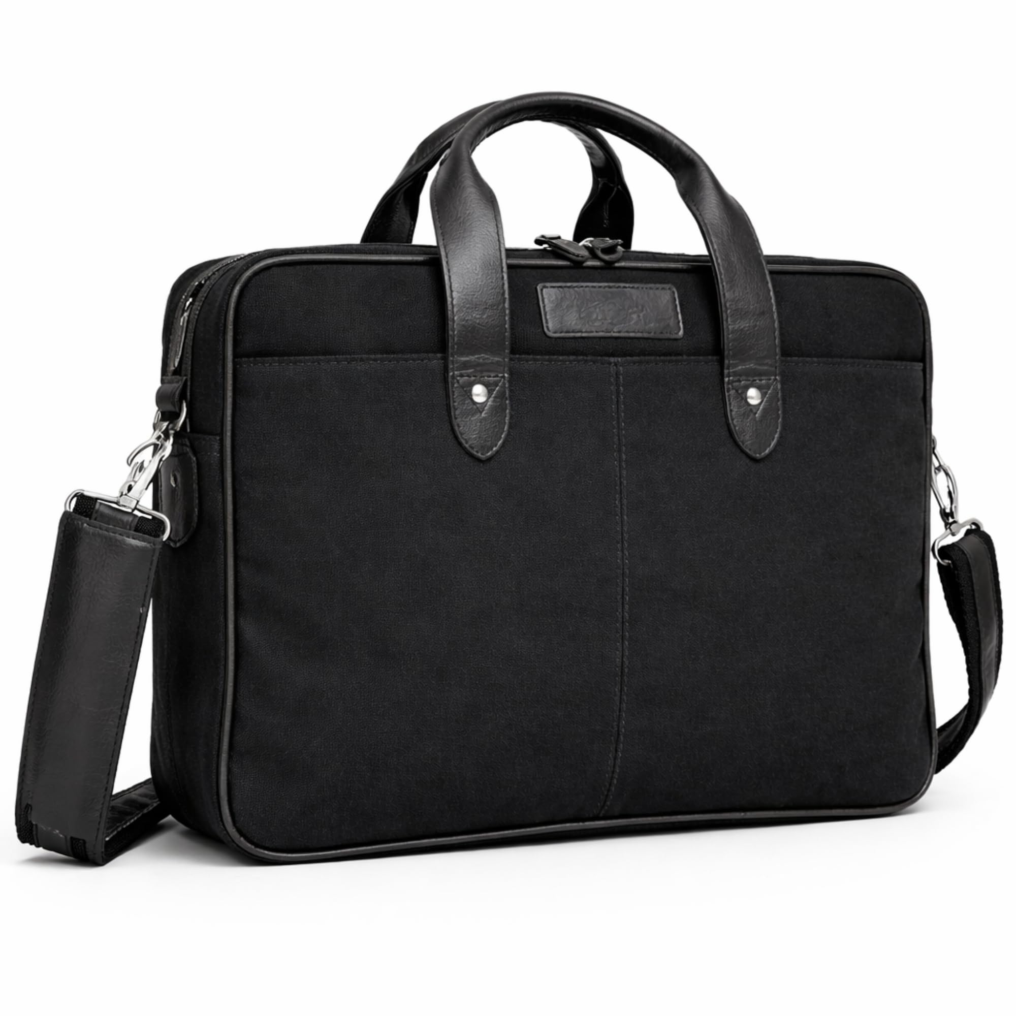 irnado Genuine Leather Office Bag 15.6 Inch Canvas Laptop Commute Messenger Bag for Men & Women Professionals Business Travelers Multiple Compartments Shoulder Strap Handbag Trolley Sleeve-picture-35