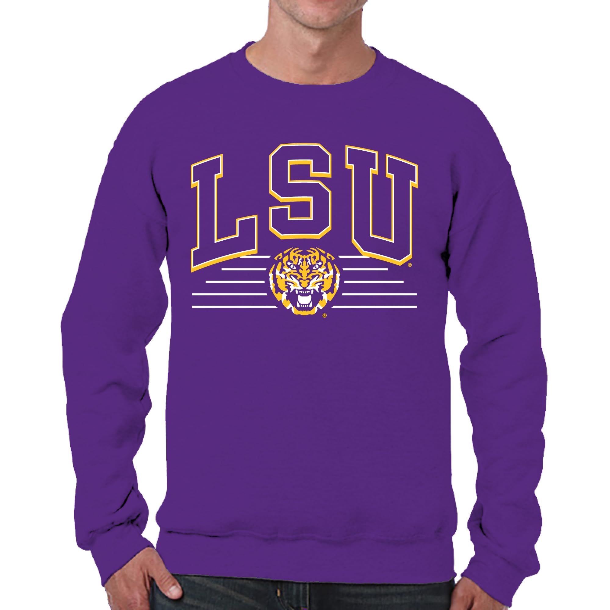Campus Colors NCAA Adult Unisex Overtime Classics Crewneck Fleece Sweatshirt, Cozy Cotton Poly Blend, Timeless Design, Purple, Large โ image 1