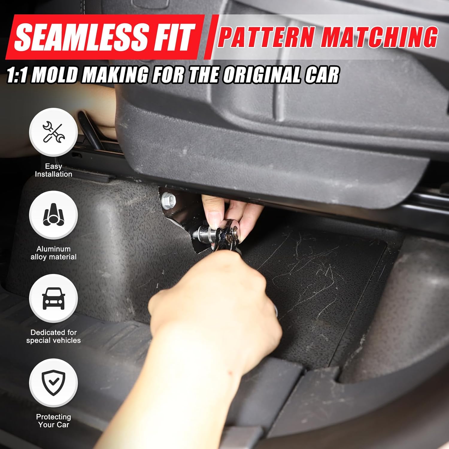 Car Driver Front Under Seat Storage Organizer Compatible with Ineos Grenadier 2020-2026 Safe Lockbox Insert Lock Vault Box Under Seat Storage
