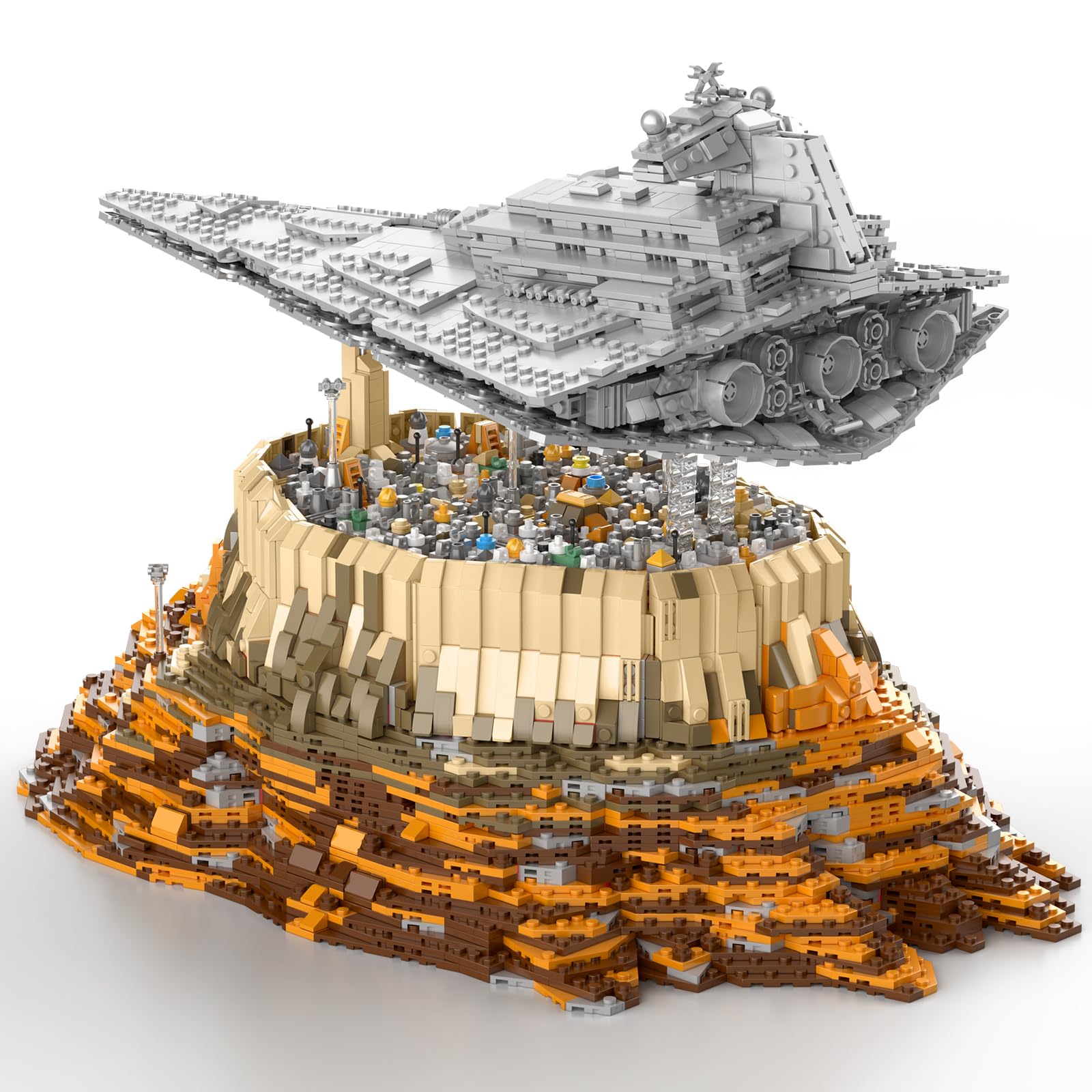 Großes schwebendes Raumschiff-Science-Fiction-Bauset, 5162-teiliger Bausatz für Fortgeschrittene für Erwachsene ab 14 Jahren, detailliertes Stadtdiorama-Display, Sammlergeschenk JG007