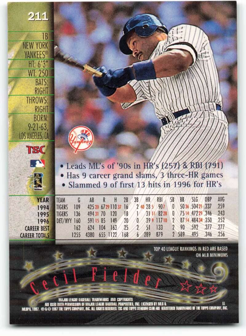 Amazon.com: Baseball MLB 1997 Topps Stadium Club #211 Cecil