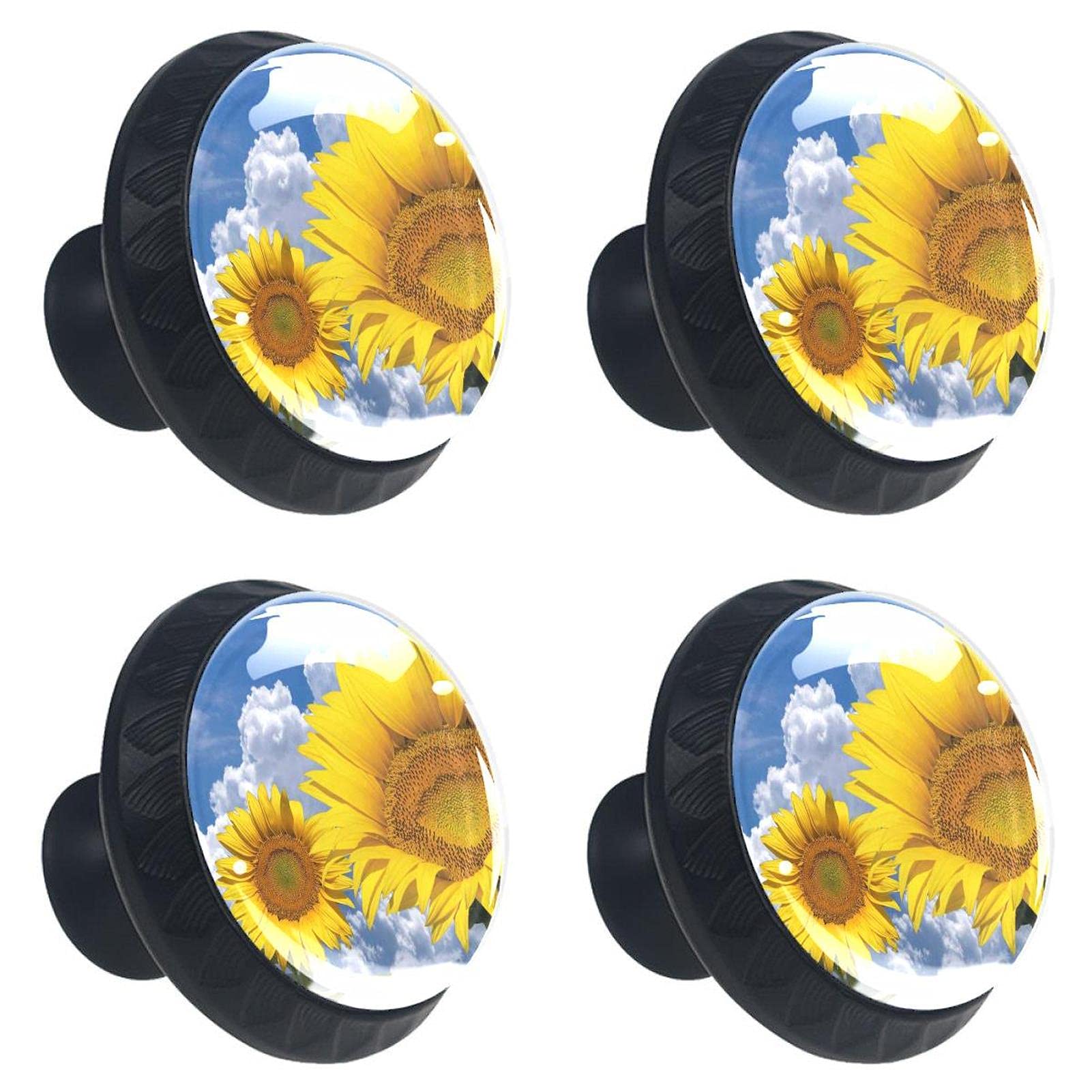 Design multicolore pour ce lot de 4 boutons de tiroir fleuris