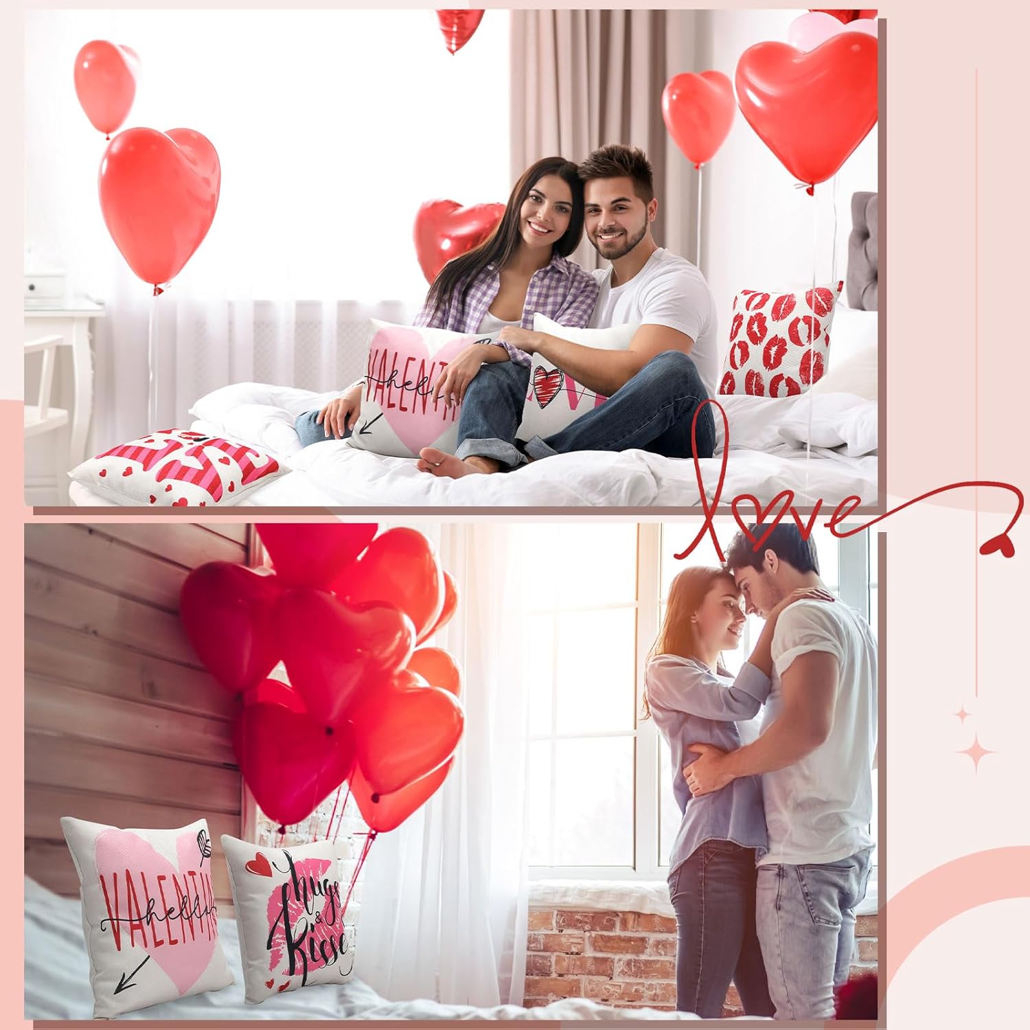 Huwena 12 Pcs Valentine‘s Day Pillow Covers 18 x 18 Inch Valentine‘s Day Home Pillow Cases Decorations Valentine‘s Day Tree Cushion Throw Pillow Covers for Home Farmhouse Sofa Holiday Decor