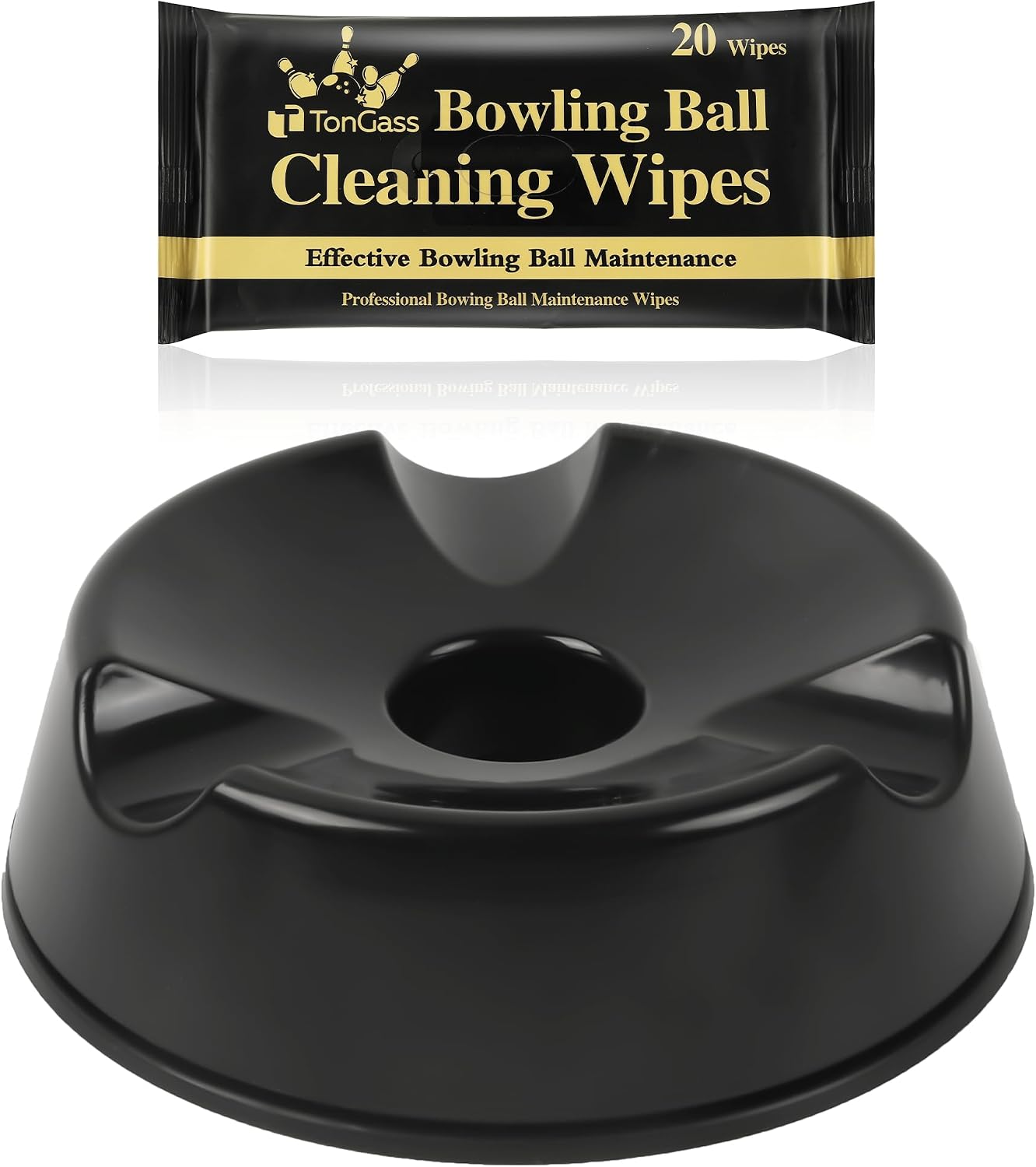 TonGass Rotating Bowling Ball Cup Stand, Spinner Bowling Ball Holder with Bearing Rotation for Cleaning, Polishing & Light Sanding, Non-Slip Base, Bowlings Rotating Display Stand - Black
