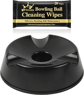 TonGass Rotating Bowling Ball Cup Stand, Spinner Bowling Ball Holder with Bearing Rotation for Cleaning, Polishing & Light Sanding, Non-Slip Base, Bowlings Rotating Display Stand - Black