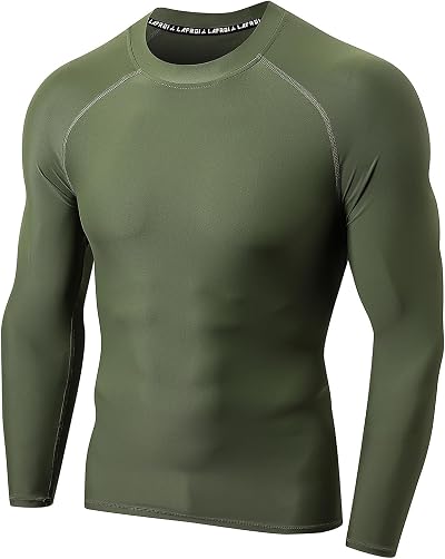 LAFROI Men's UPF 50+ BJJ Rash Guard Sun Protection Swim Shirt Long Sleeve