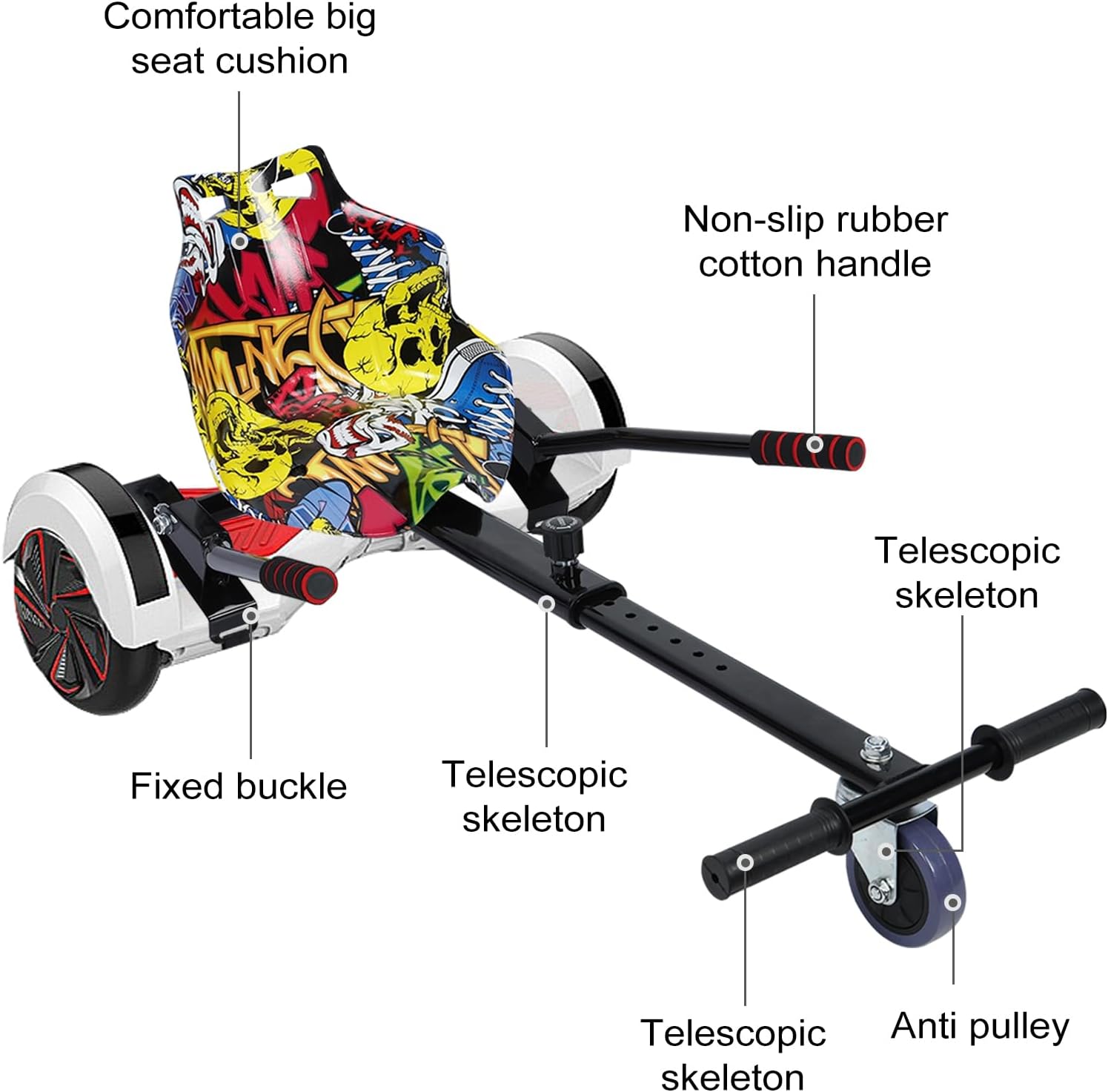 Hoverboard Attachment Hoverboards Seat Accessories, Hoverboards Go Kart Attachment for Kids & Adults, Accessory for Self Balancing Scooter, Fit for 6.5”-10” Hoverboard Camouflage
