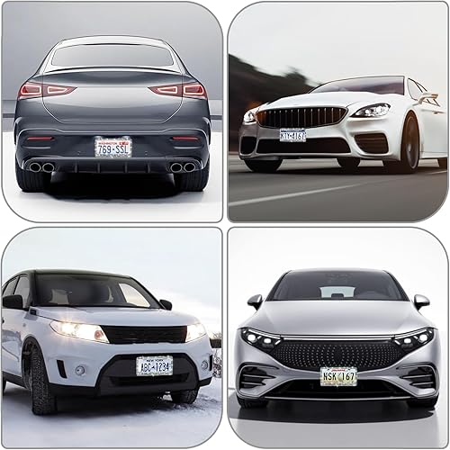 Vista 104 de Paquete de 2 marcos de matrícula brillantes para mujer, accesorios de automóvil con diamantes de imitación brillantes con tapas de cristal con Blanco