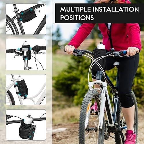 Miniatura 5 de Portavasos para bicicleta, soporte para botella de agua para manillar de bicicleta con bolsillos de malla, universal para botella de agua
