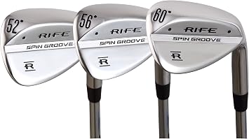 Rife Spin Groove Mens Standard Right Handed Golf Wedge Set 52 Degree Approach AW 56 Degree Sand SW 60 Degree Lob LW with Bite Grooves