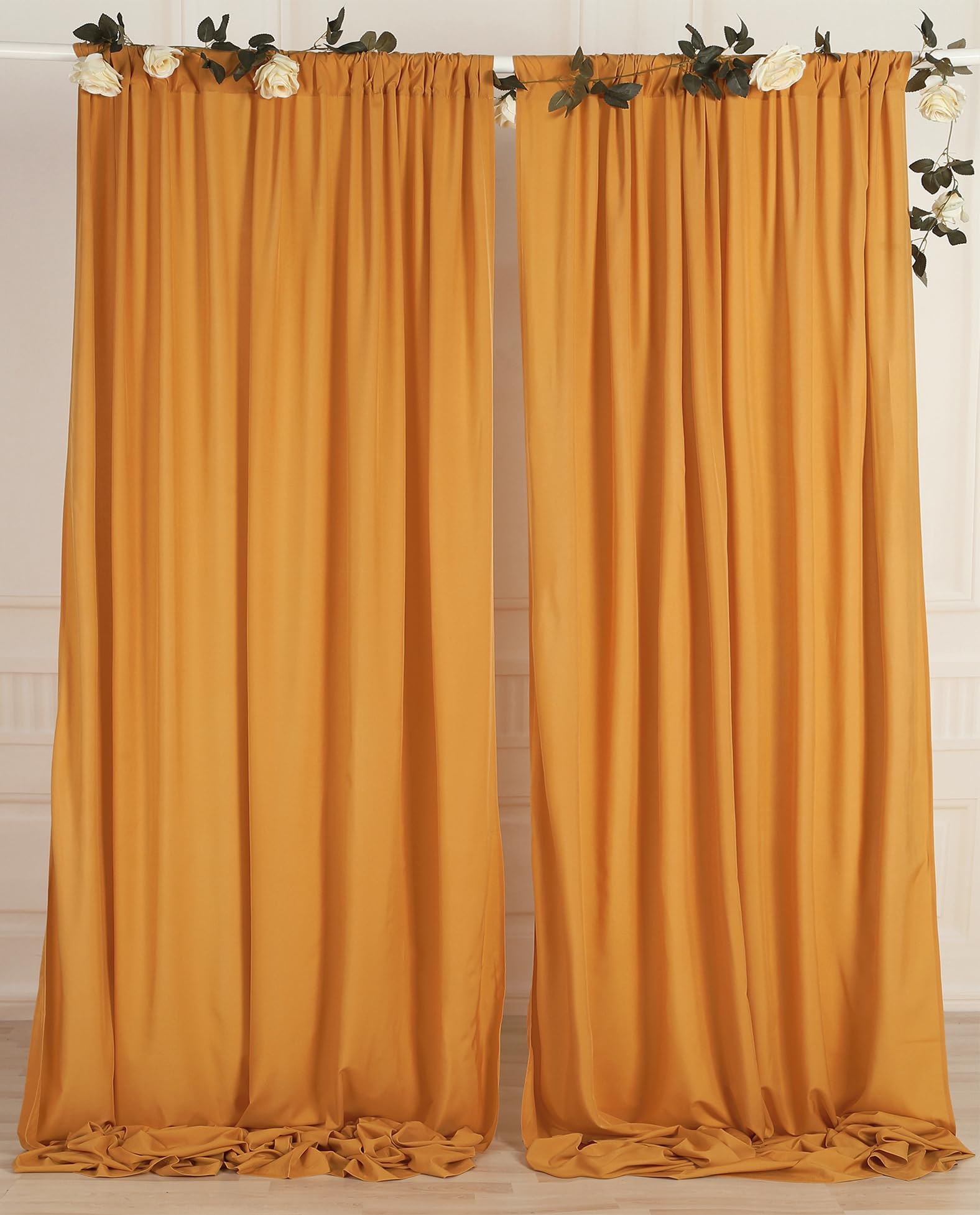 Lot De 2 Rideaux De Fond En Tulle Polyester 152 X 305 Cm - Transparents, Dorés, Pour Mariage, Fête, Photo - 11