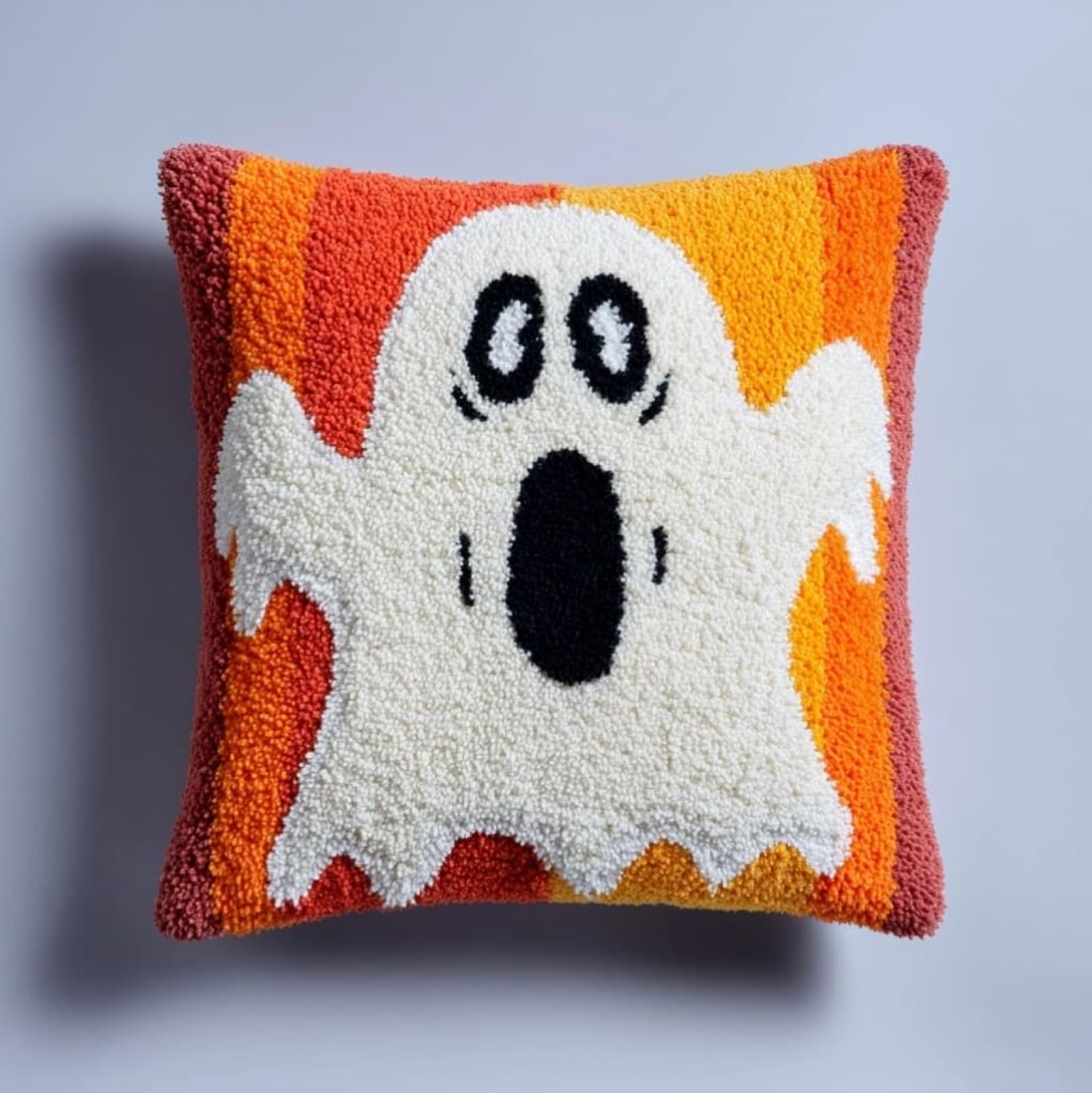 AxiangziK Latch Hook Kits for Adults Beginners 17x17in,Ghost Creative Latch Hook Pillow Kit with Preprinted Canvas for Home Decoration and Present 43x43cm