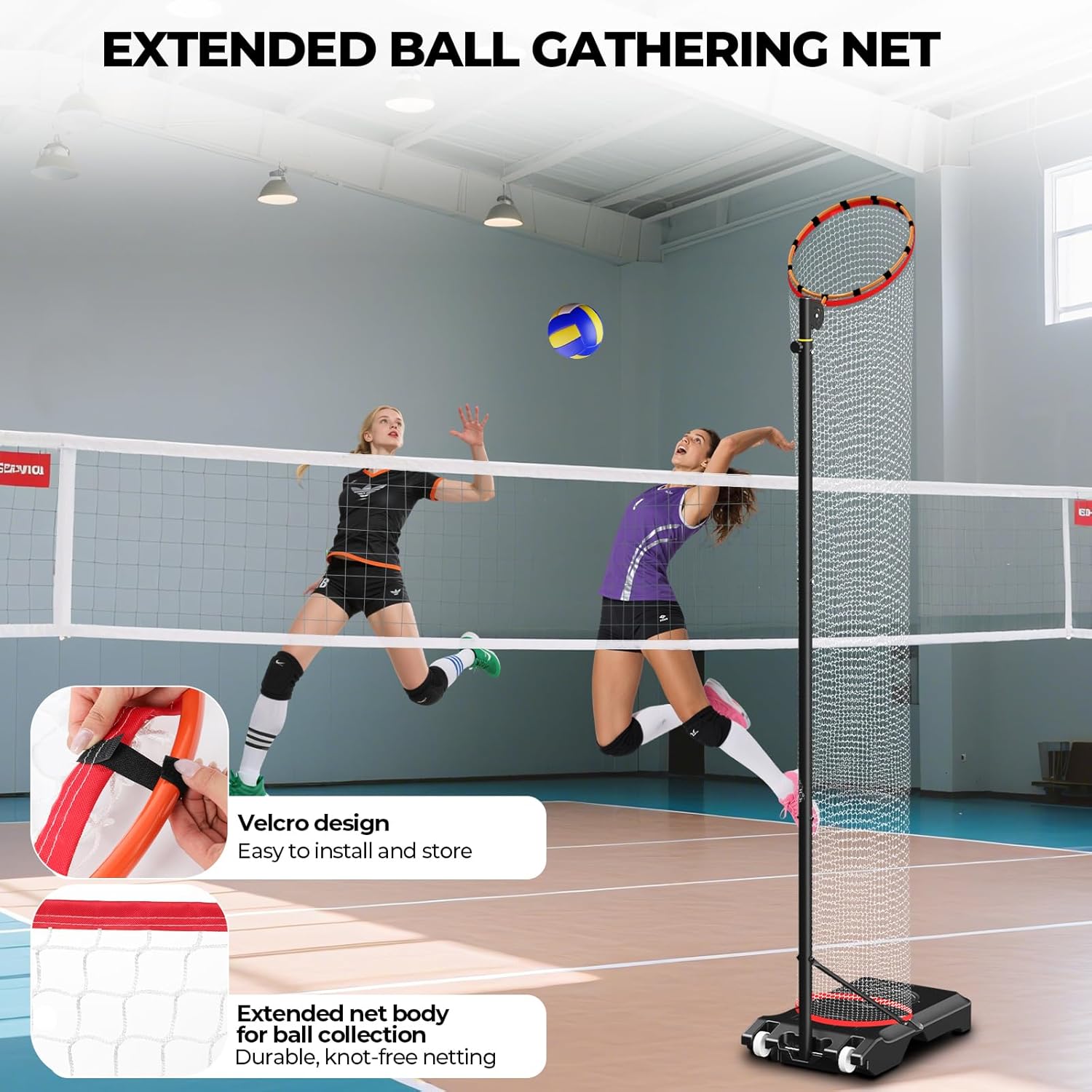 Volleyball Setter Trainer Net Setting Training Equipment，with Mobile Pulleys, Adjustable Height/Angle,Can Be Filled with Water，Indoor and Outdoor Volleyball Serve, Dunk and Set Practice Net