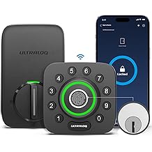 ULTRALOQ U-Bolt Pro WiFi Smart Lock with Door Sensor, 8-in-1 Keyless Entry Door Lock with Fingerprint ID, App Remote Control, Built-in WiFi Keypad Deadbolt, Auto Unlock, IP65 Waterproof, Easy Install