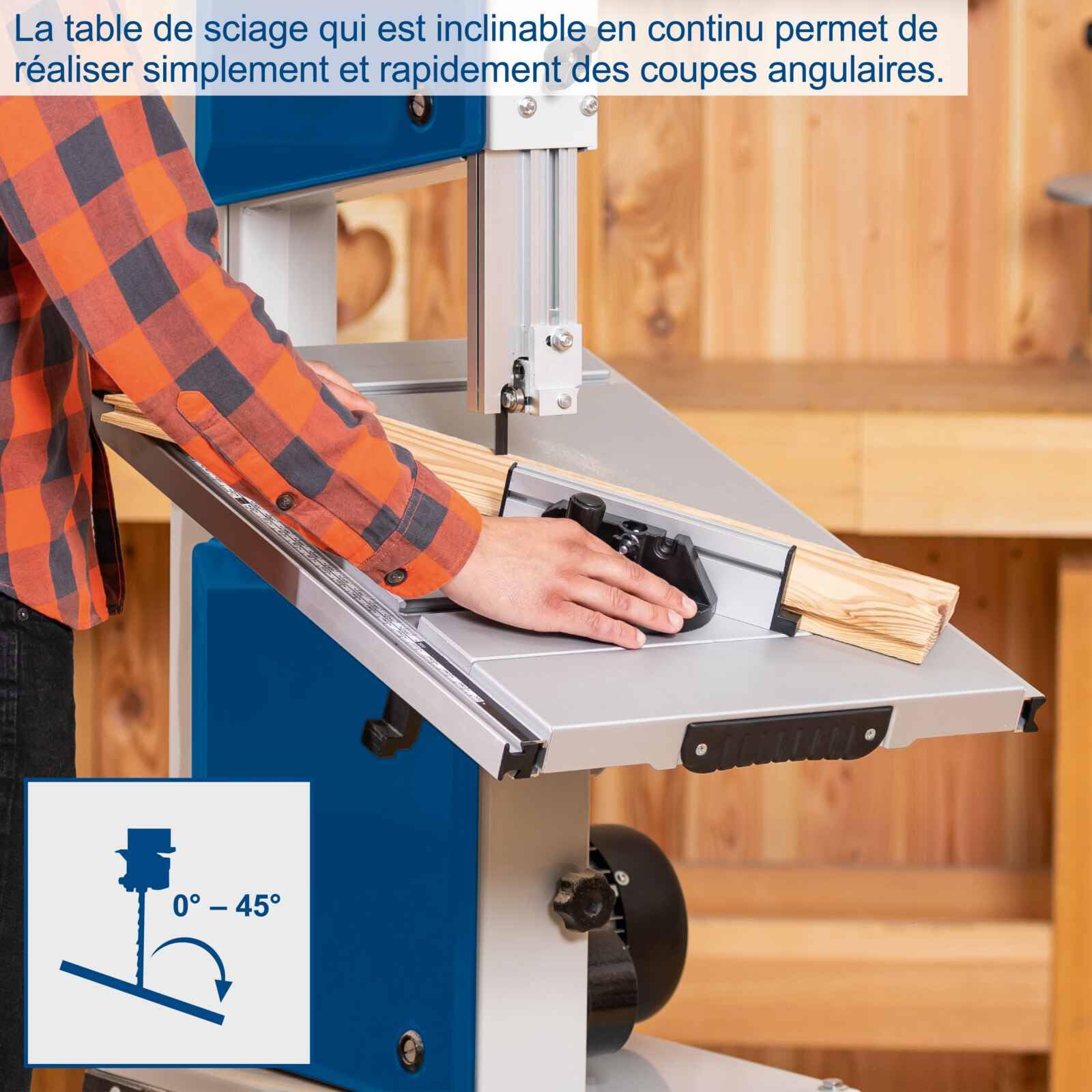 Scheppach Scie à ruban HBS400 | 230V / 750W | Hauteur de passage max 170mm | Largeur de passage max 305mm | Avec ruban de scie de rechange et gabarit de coupe transversale inclus