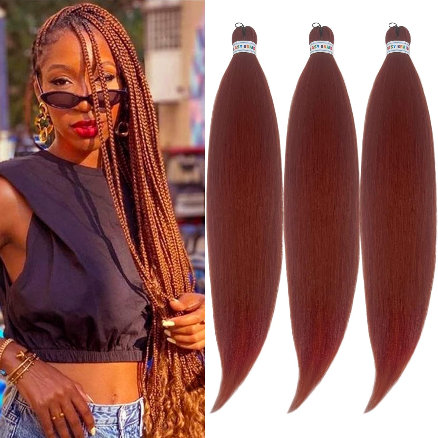 UPruyo Ginger 350 Braiding Hair Pre Stretched Kanekalon