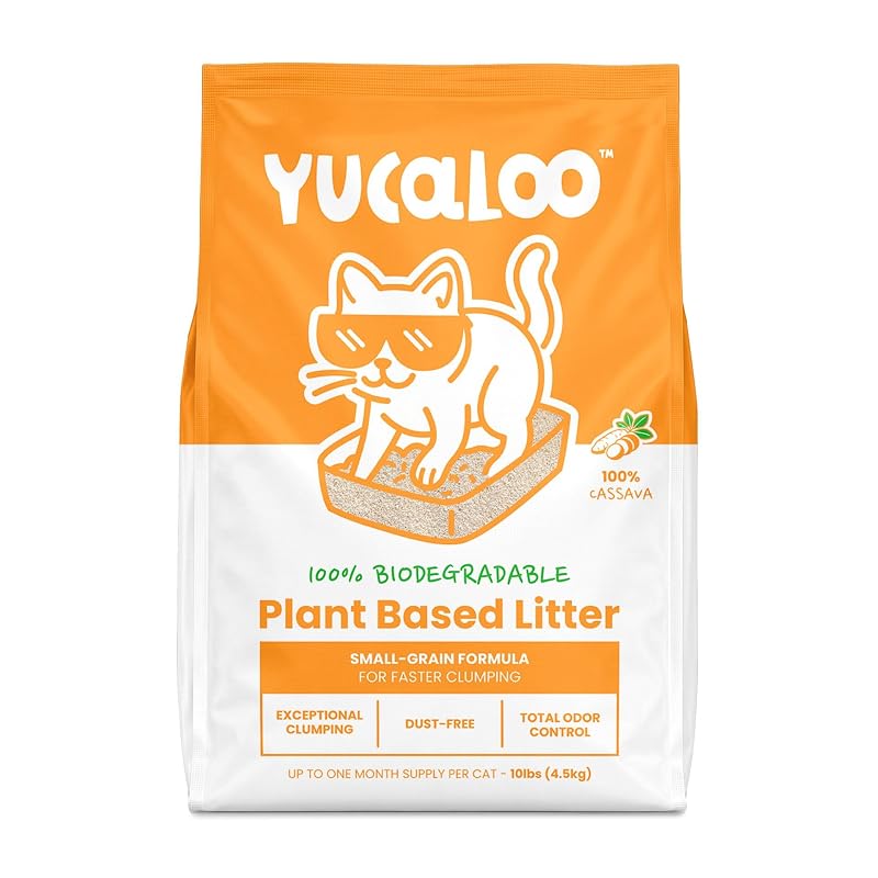 Areia para Gatos de Mandioca 100% Natural Yucaloo, Grãos Finos sem Fragrância, Aglomerado Rápido, 4,5 kg