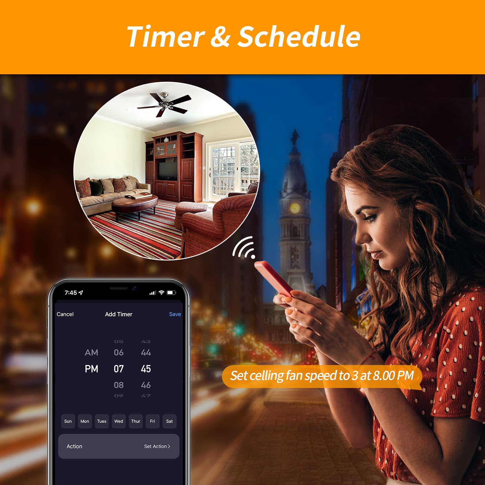 Humpptom Ceiling Fan Remote Control and Receiver Kit, Replacement for Hampton Bay, Hunter, Harbor Breeze, Westinghouse Smart Ceiling Fan Remote BY06-018WIFI