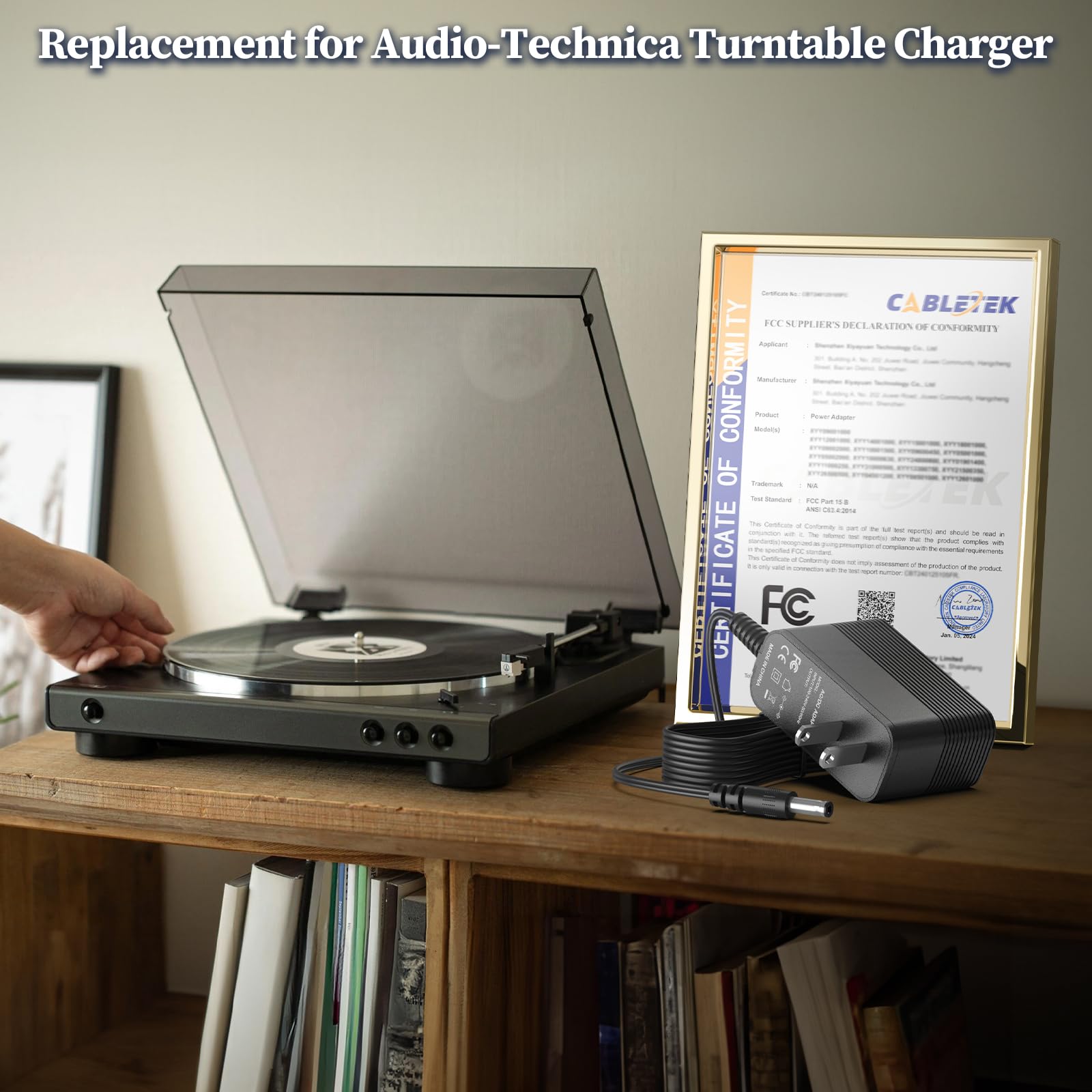 Ricambio per caricabatterie giradischi Audio Technica, adattatore CA 12 V per Audio Technica AT-LP60X AT-LP60X-BK AT-LP60X-BW AT-LP120XUSB-BK AT-LP60XBT-RD Direct-Drive Giradischi Alimentatore