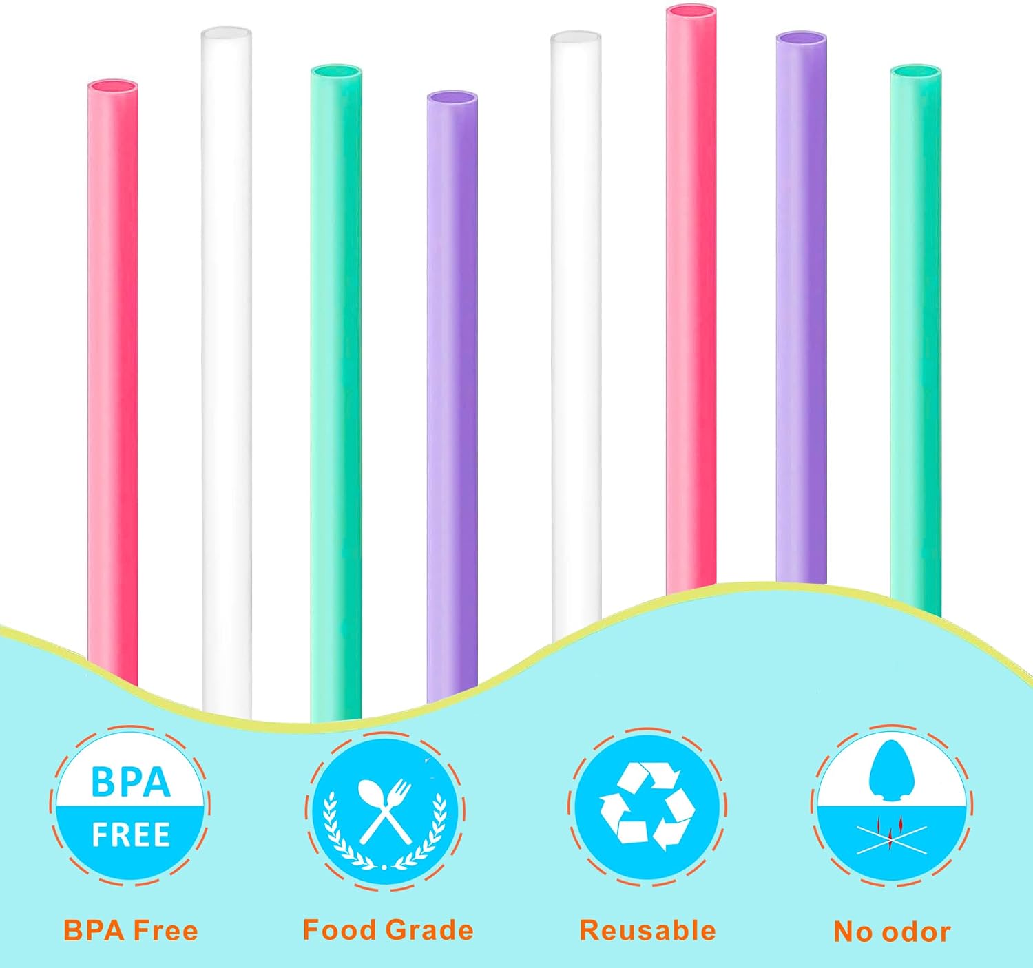 Dakoufish 8pcs Replacement Straws For Owala FreeSip 24oz & 32oz, Flip 25oz Water Bottles - Reusable Plastic Straws With 1 Cleaning Brush For Owala Tumbler Accessories,Dishwasher Safe (colorful)