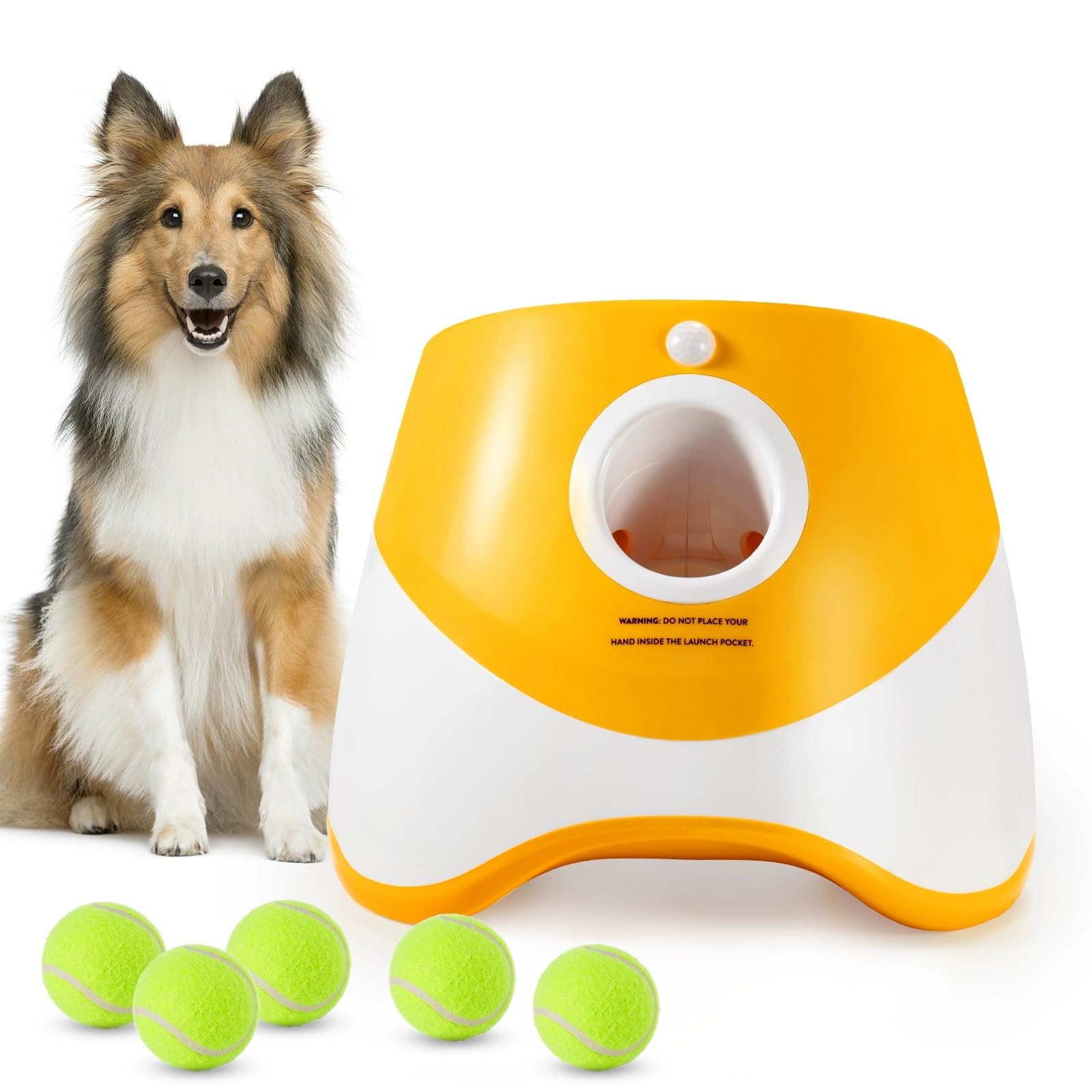 Shamdrea Automatic Dog Ball Launcher Dog Ball Throwing Machine Ball Tossing Machine Pet Ball Thrower Tennis Ball Launcher Automatic Serve (Color : Orange)