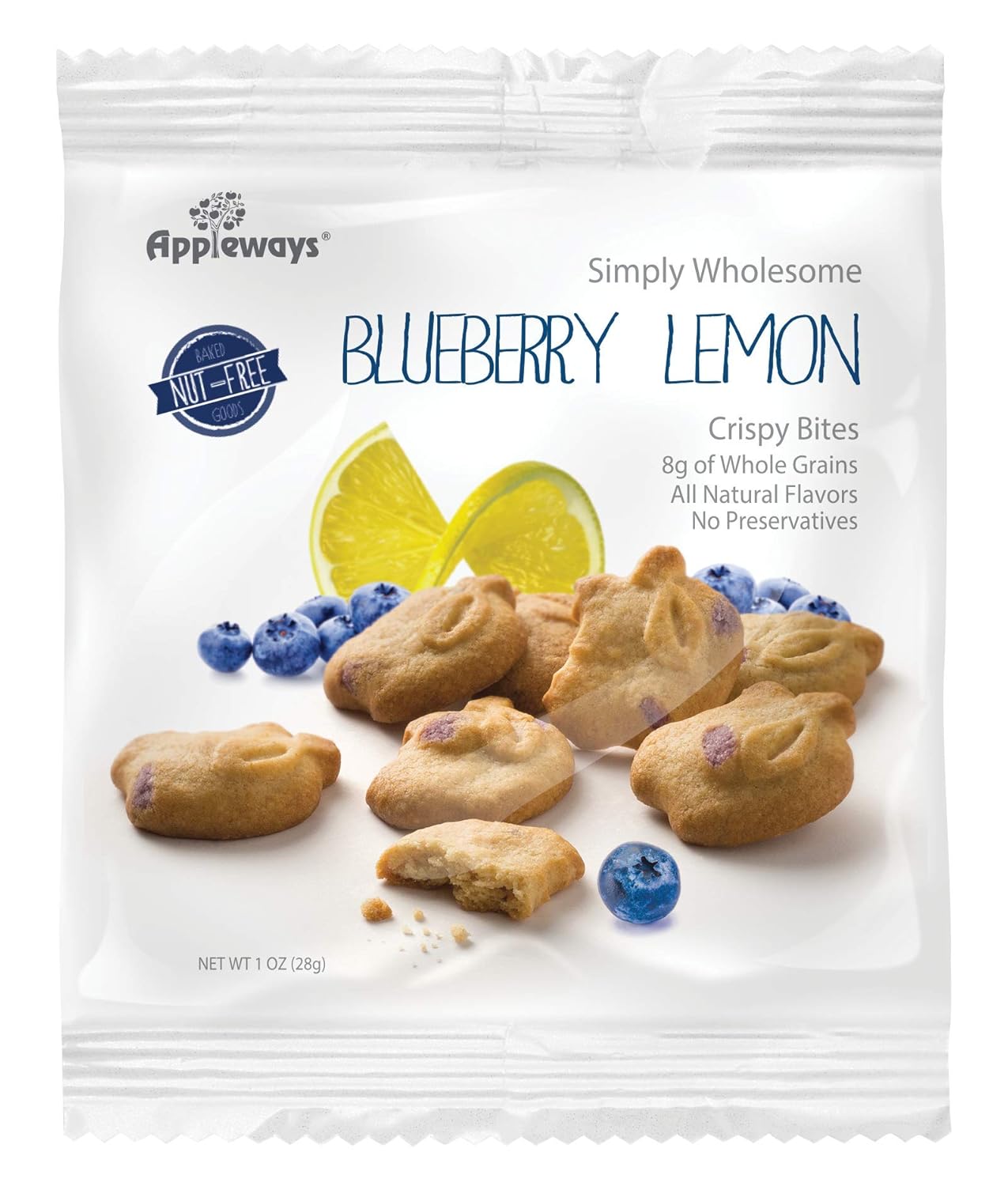Appleways Whole Grain Blueberry Lemon Crispy Bites, 1 Ounce