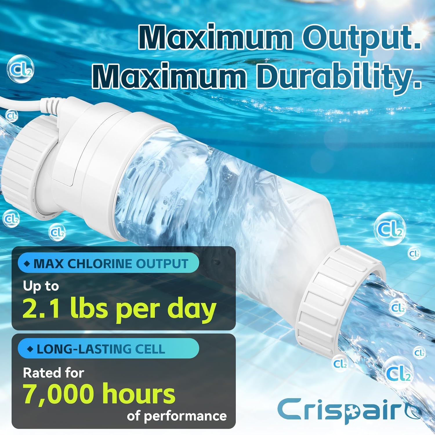 Salt Cell for 40000 Gallon Pool – Replacement for Hayward T-Cell-15 W3T-CELL-15 Turbo Cell 15 – Compatible with AquaRite ProLogic OmniLogic – Easy Install for Inground & Above Ground Pools