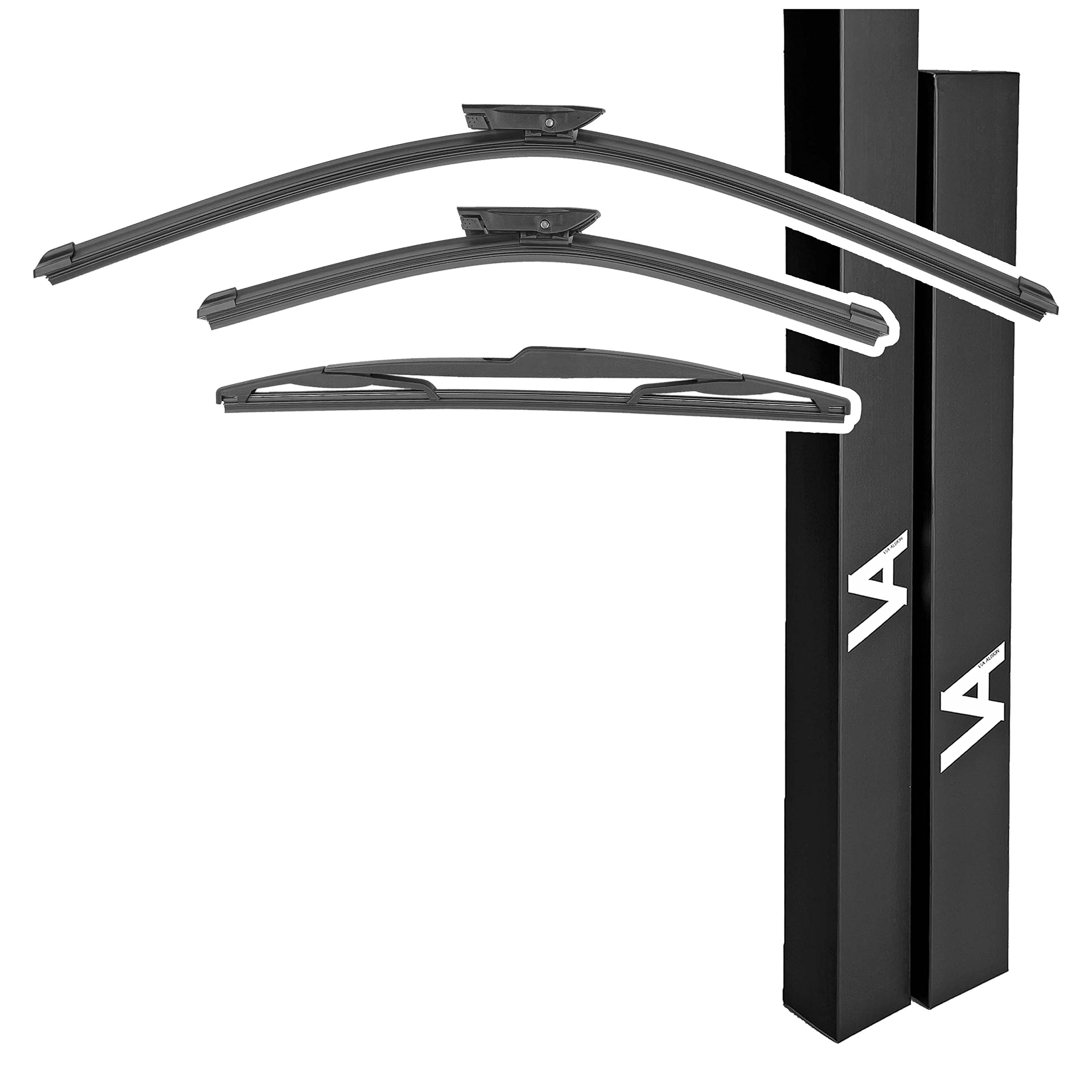 VIA ALBION® Wiper Blades for: RENAULT CLIO Mk3 (Hatchback, 2007-2012) • All-Weather Front & Rear Wipers Set