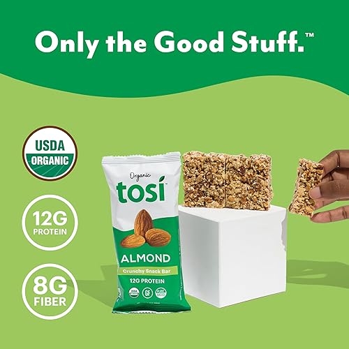 Vista 12 de Tosi Organic SuperBites Snacks veganos, 2.4 onzas (paquete de 12), sin gluten, Omega 3s, barras de proteína vegetal con lino y semillas de chía