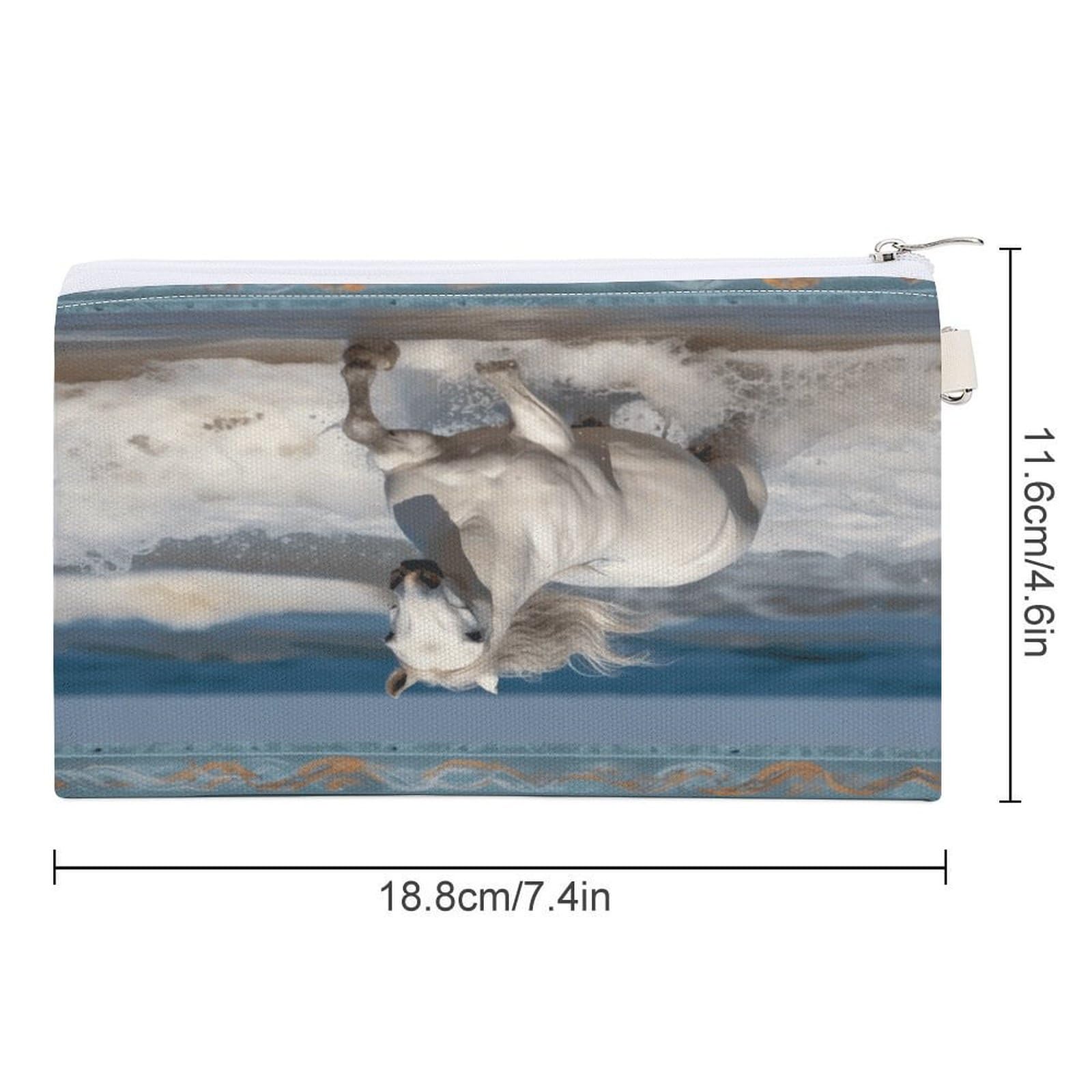 GPFVSJW White Horse Running on The Sea Canvas Wallet, Large Capacity Handbag Long Wallet Bi-Fold Wallet Change Purse Rfid Blocking Credit Card Holder Wallet for Women Men