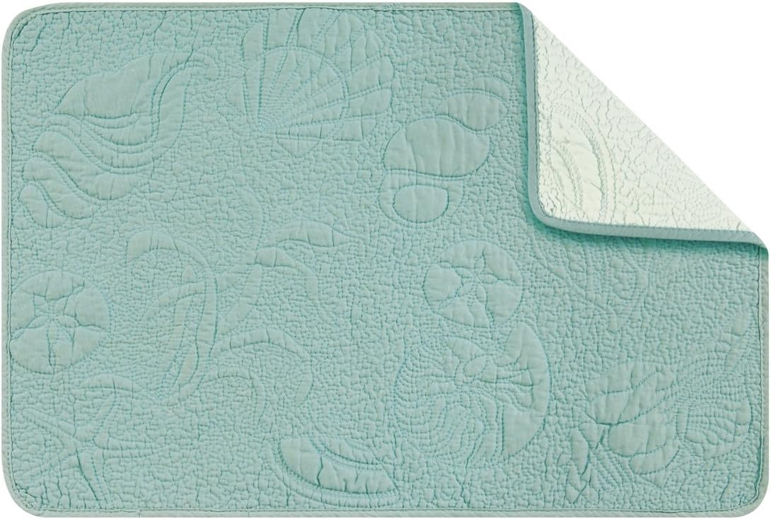 C&F Set of 4 PCS,13X19 Inches Quilted Placemats, Shell Blue