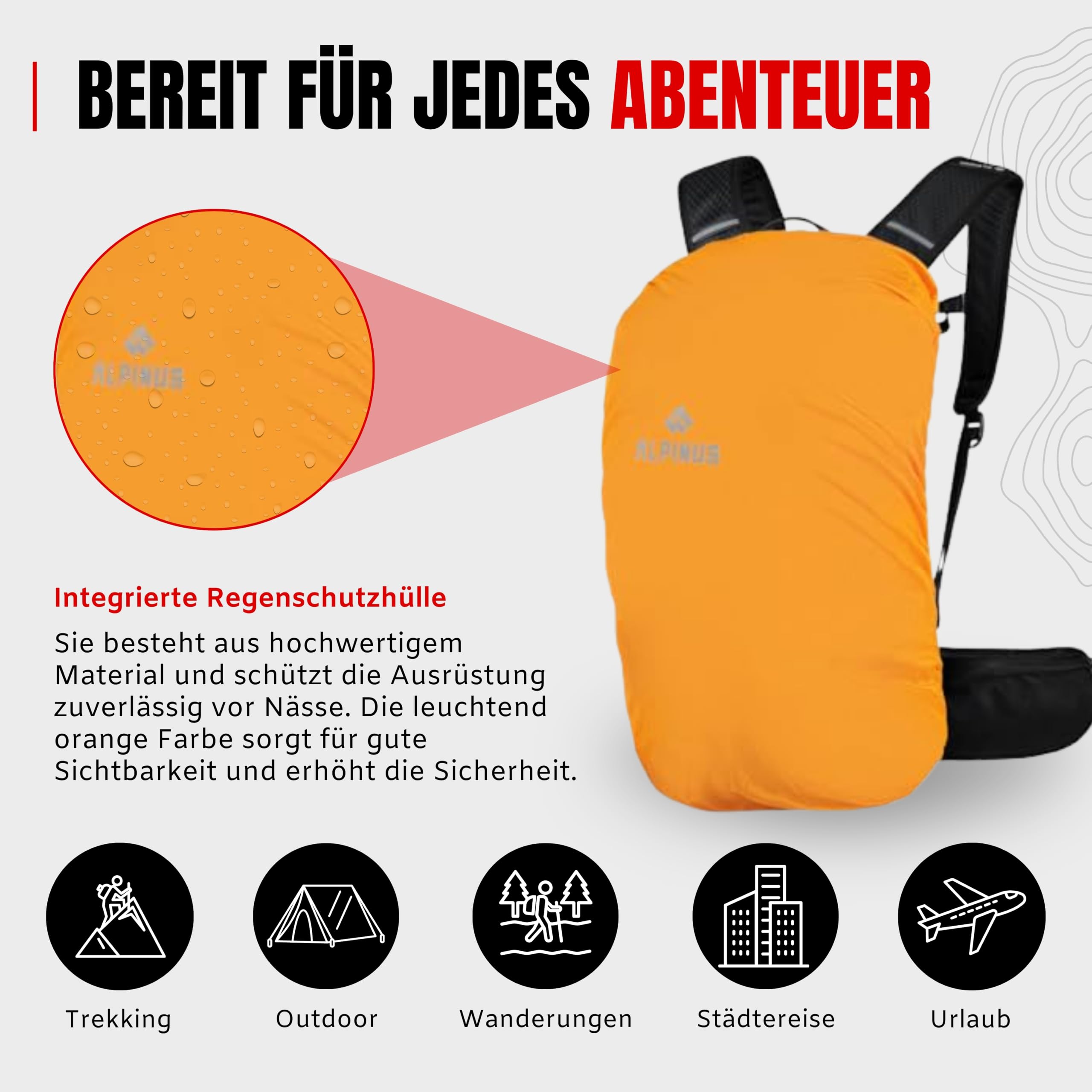 Alpinus - Negoiu 20L Plecak turystyczny, plecak sportowy i outdoorowy, trekkingowy z materiału odpornego na ścieranie, na jednodniowe wycieczki, plecaki turystyczne, ergonomiczny- szałwiowy zielony
