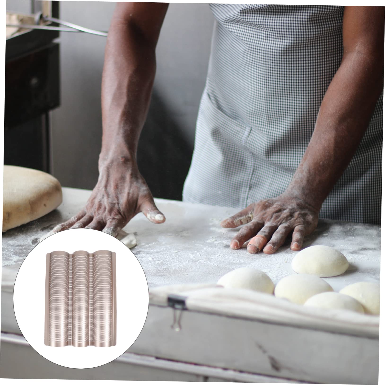 Molde para Hornear Baguettes Antiadherente de Acero al Carbono, Fácil de Limpiar, Dorado, para Casa y Panadería