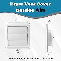 Vista 3 de Cubierta de ventilación de secadora de 4 pulgadas para exterior, evita ratas y pájaros, cubierta de ventilación al aire libre para casa, tapa
