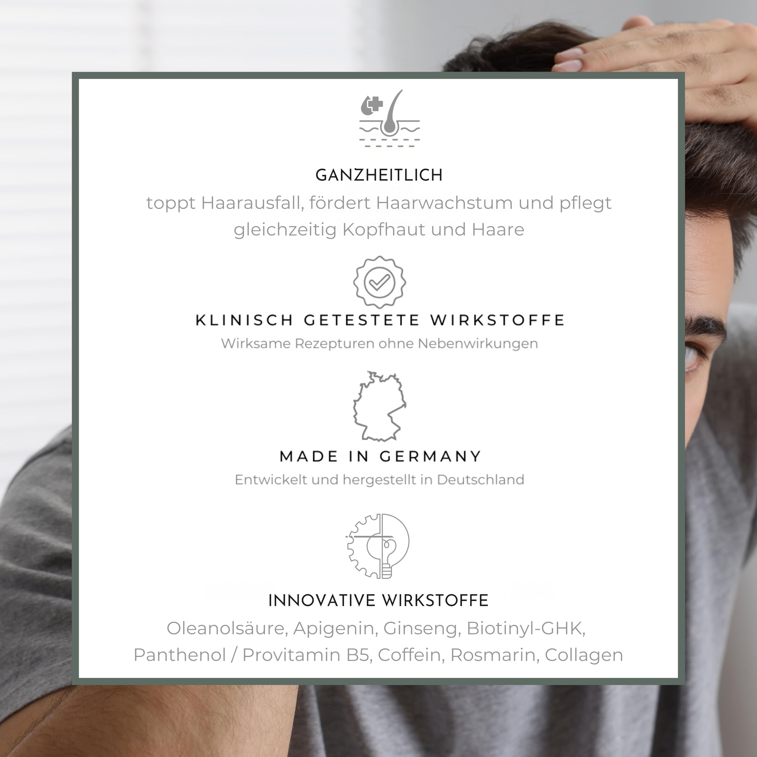 Hair Growth Set für Männer – Haarserum (100ml) & Coffein Shampoo (200ml) – Stoppt Haarausfall* & fördert Haarwachstum – Mit Coffein, Rosmarin & Ginseng – Made in Germany