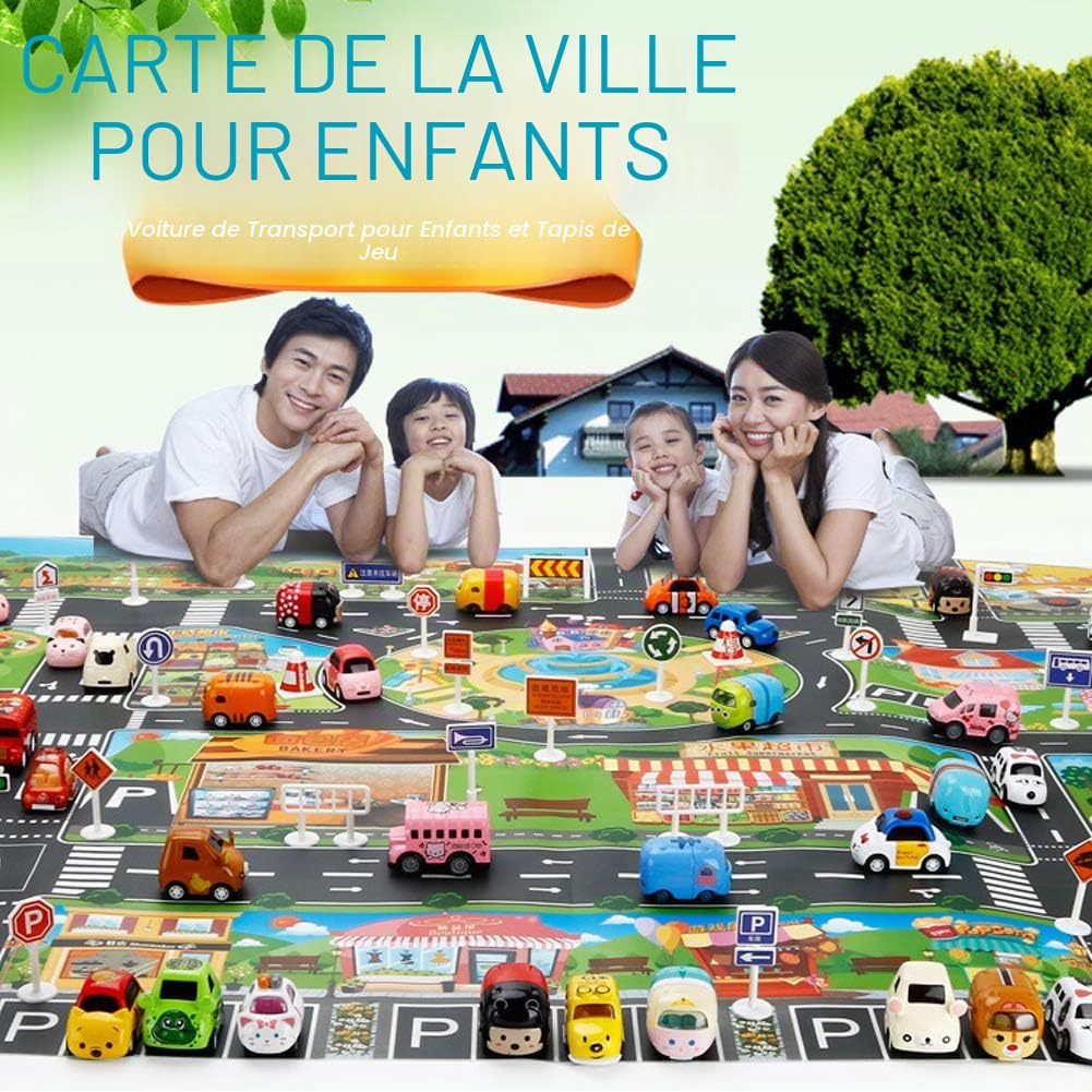 VANTIYAUS Tapis de jeu en plastique, anti-éclaboussures, lavable, tapis de sol ou de table en PVC pour enfants, idéal pour jouer avec des voitures et des jouets. Tapis éducatif pour