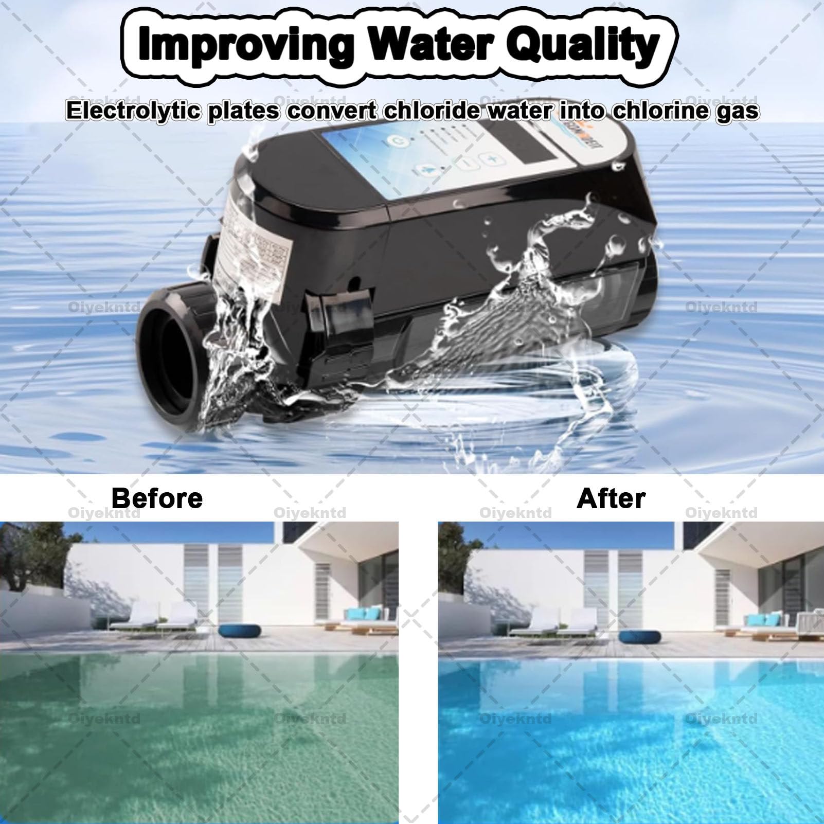 Sistemas di clorazione per Piscine ad Acqua salata, generatore di Cloro salino per Piscine interrate, sistemas per Piscine ad Acqua salata con Controllo App, generatore di Cloro salino 12g/h