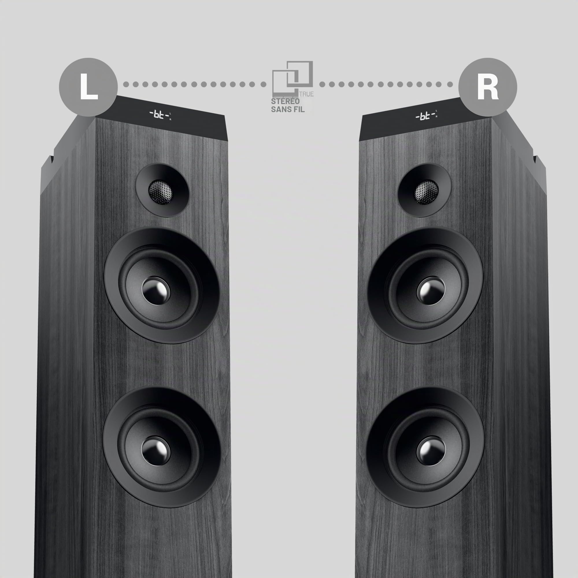 Energy Sistem Tower 7 True Wireless (100 W, Éclairage d'ambiance, Display, USB/MicroSD, Bluetooth, Radio FM) Noir