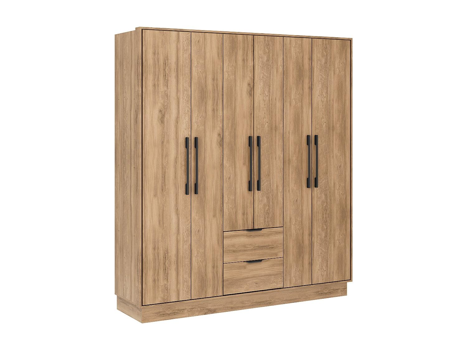 Vente-unique - Armoire 6 Portes et 2 tiroirs - L162 cm - Coloris : Naturel - FEOVA
